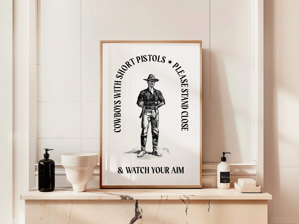 Bathroom Cowboy Western Style Art Print - Image 2