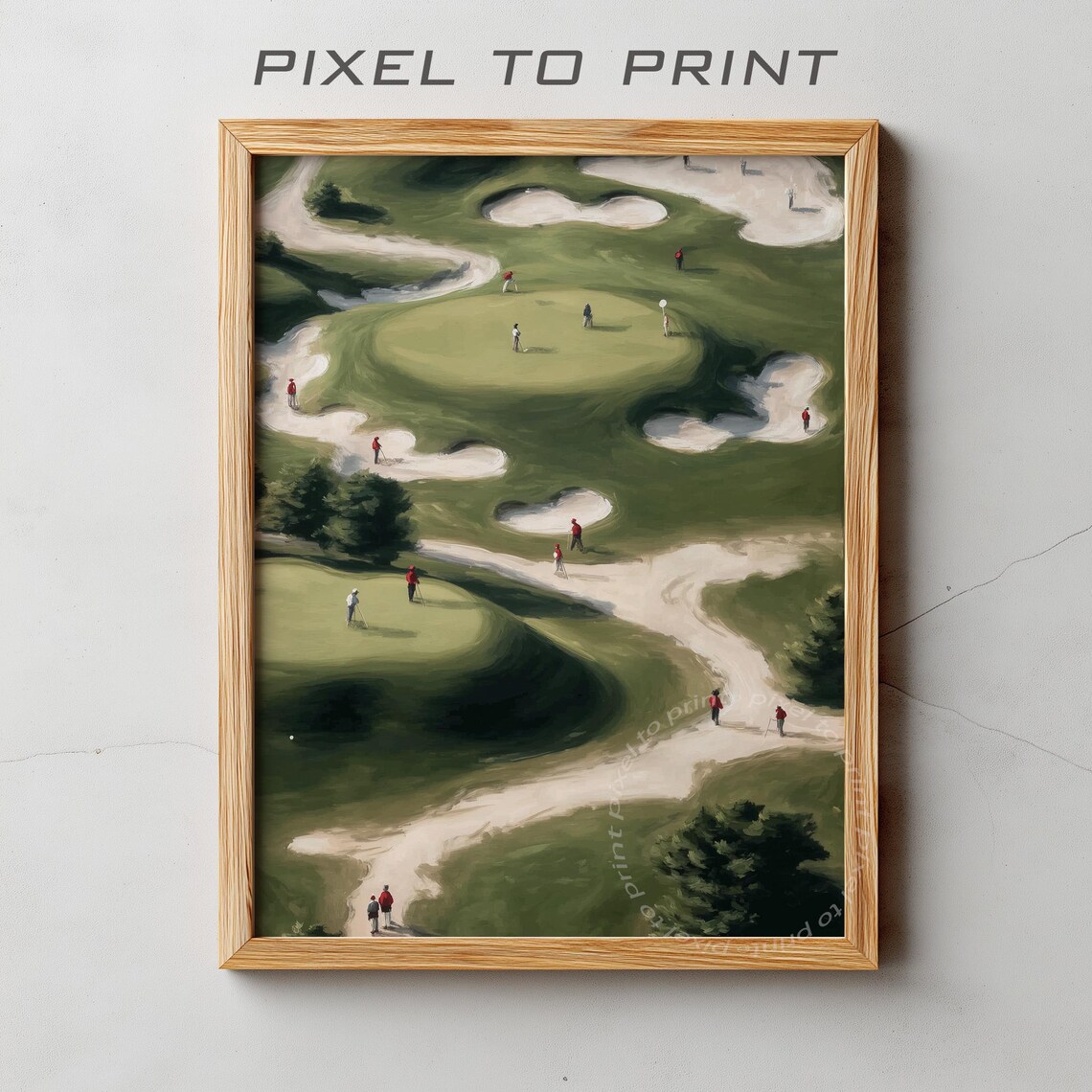 Aerial View Golf Course Green Fairways and Sand Bunkers Poster