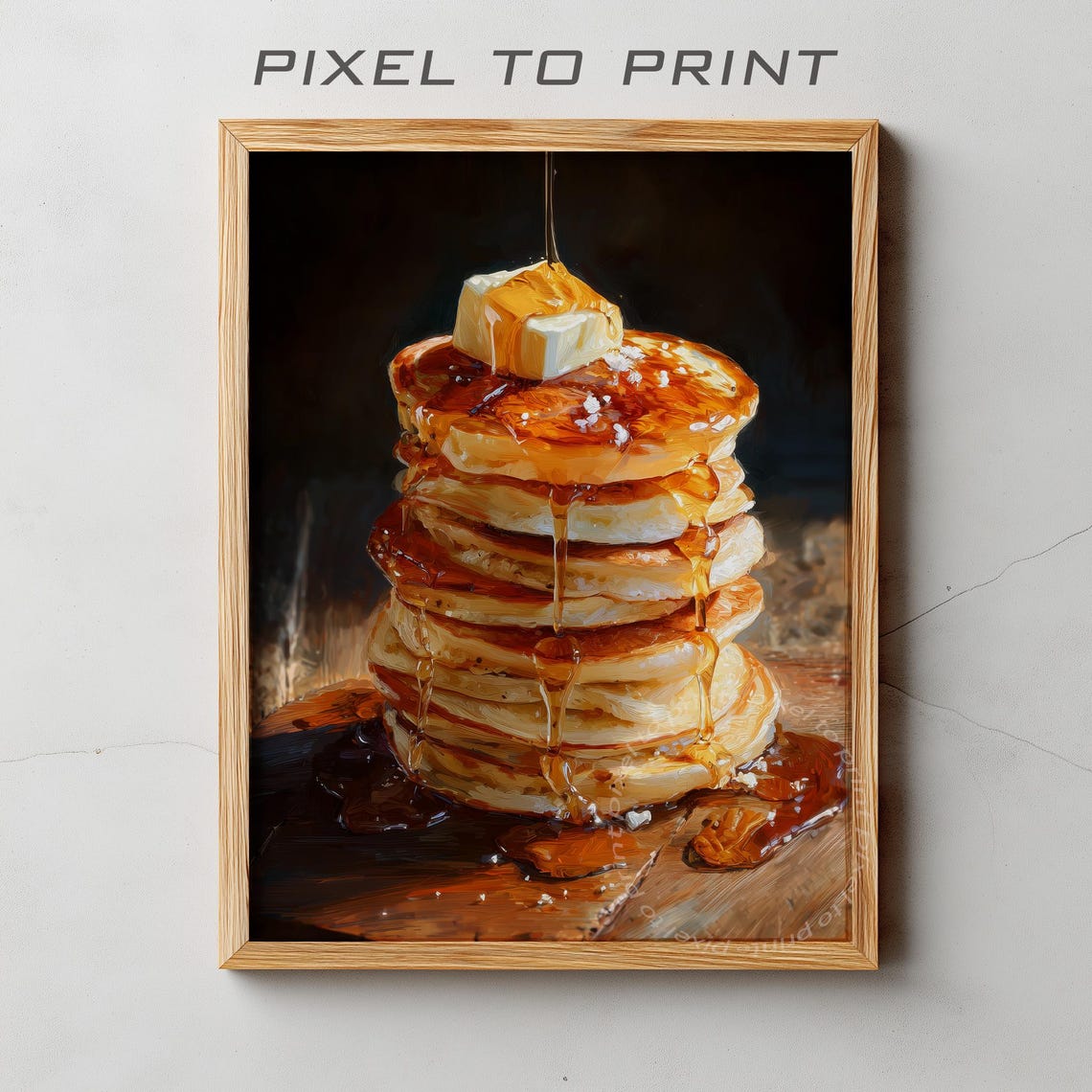 Pancake Stack With Butter Maple Syrup Dripping Breakfast Art Poster