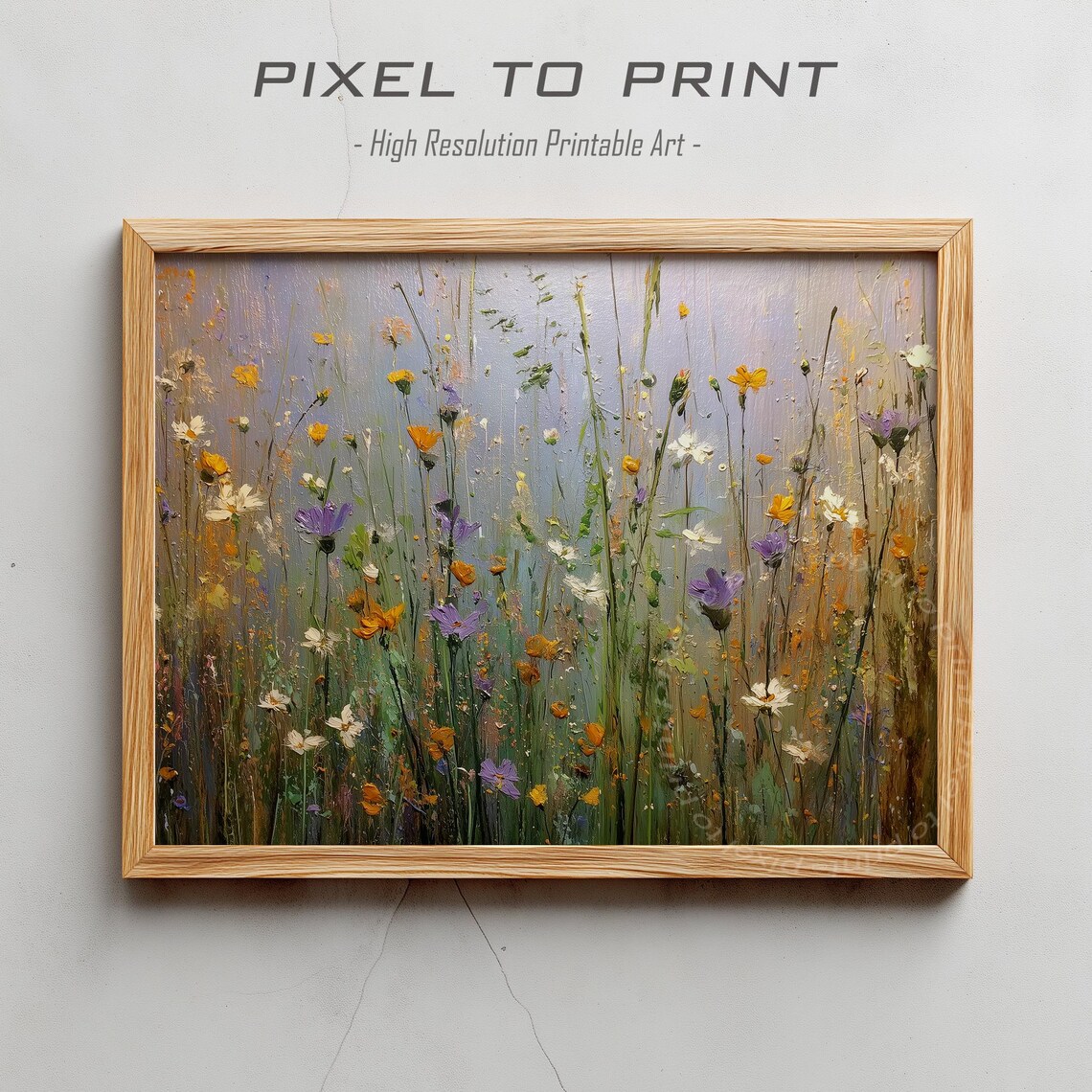 Purple Yellow White Wildflower Field Light Floral Art Poster