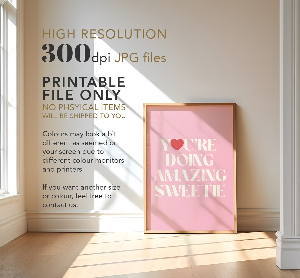 Youre Doing Amazing Sweetie Retro Wall Art Print - Image 3