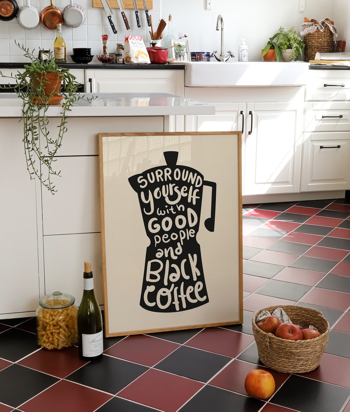 Surround Yourself With Good People And Black Coffee Moka Wall Art - Image 3