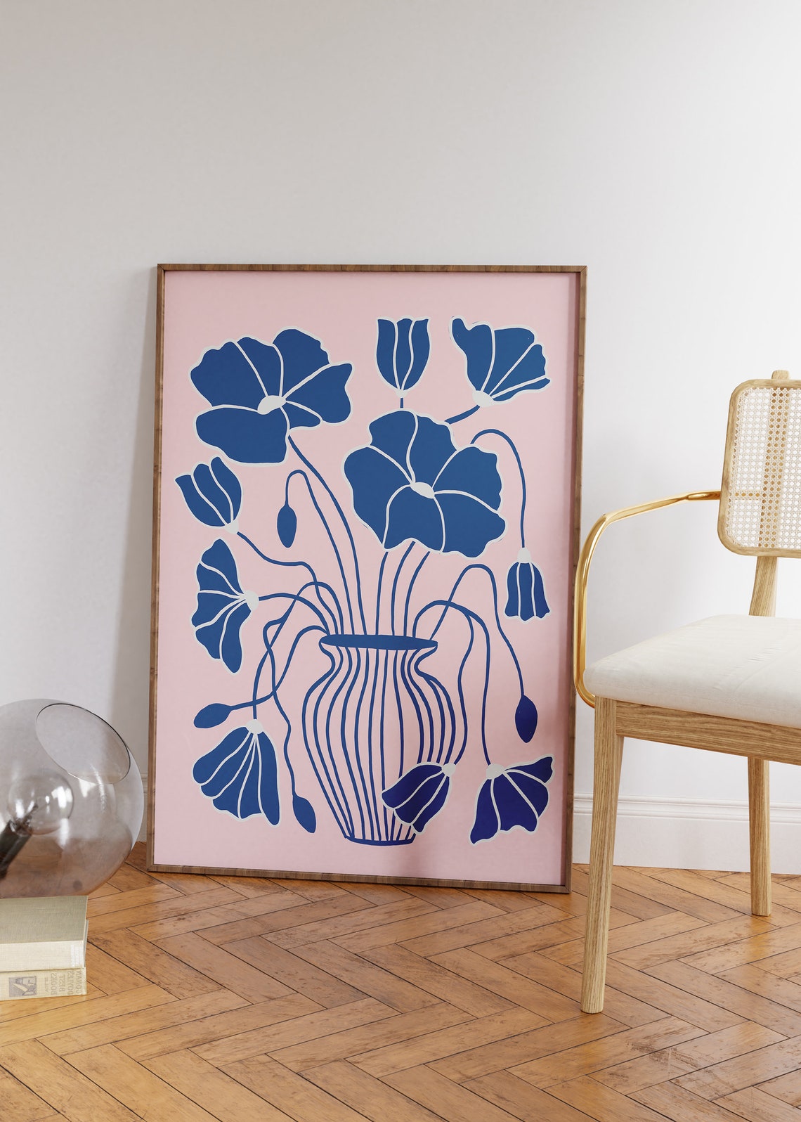 Blue Floral Vase Abstract Matisse Pink Modern Botanical Decor Poster - Image 2