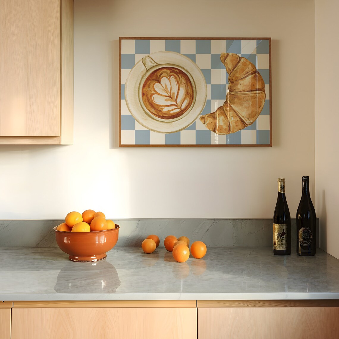 Croissant And Coffee Retro Kitchen Art Print - Image 3