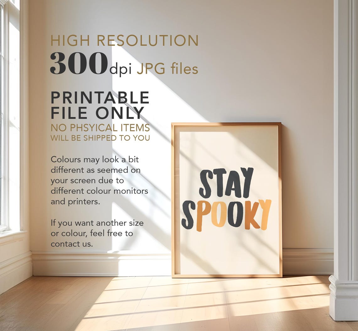 Stay Spooky Halloween Black Orange Brush Typography Quote Poster - Image 4