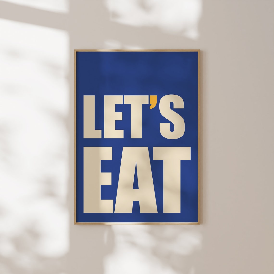 Lets Eat Royal Blue Bold Trendy Kitchen Typography Wall Poster - Image 3