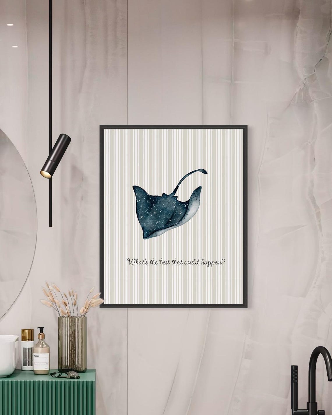 Whats The Best That Could Happen Manta Ray Vintage Wall Art Vintage Nursery Decor Ocean Nursery Wall Art Prints Ocean Animal Wall Art - Image 6