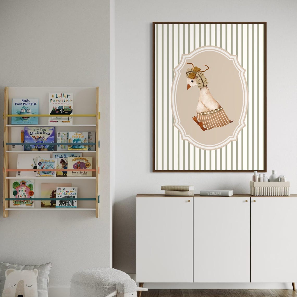 Vintage Style Goose Portrait in Ornate Frame Nursery Animal Poster - Image 4