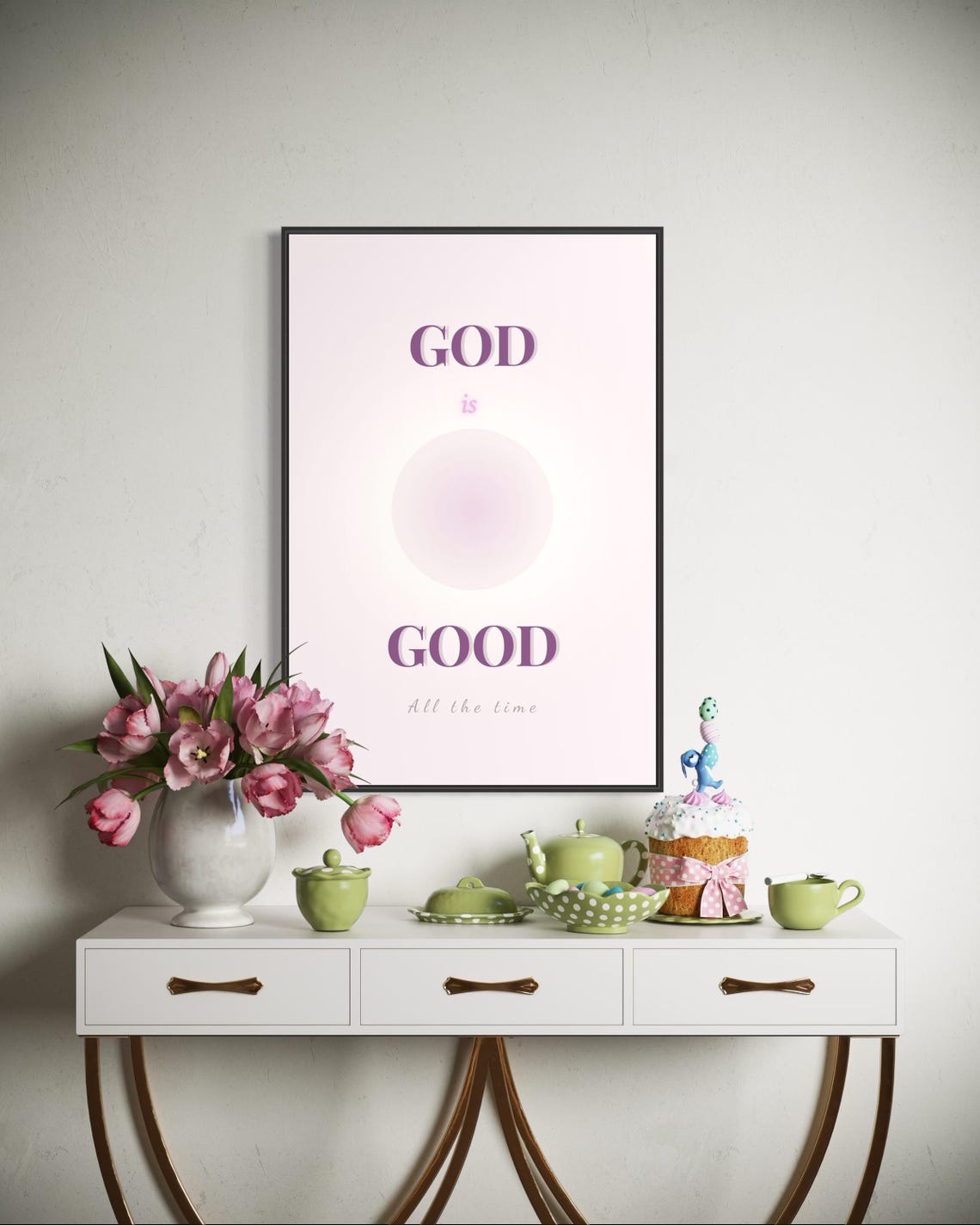 God Is Good All The Time Pink Minimal Christian Wall Art Christian Woman Wall Art Print Christian Woman Gifts Christian Girl Nursery Art - Image 6