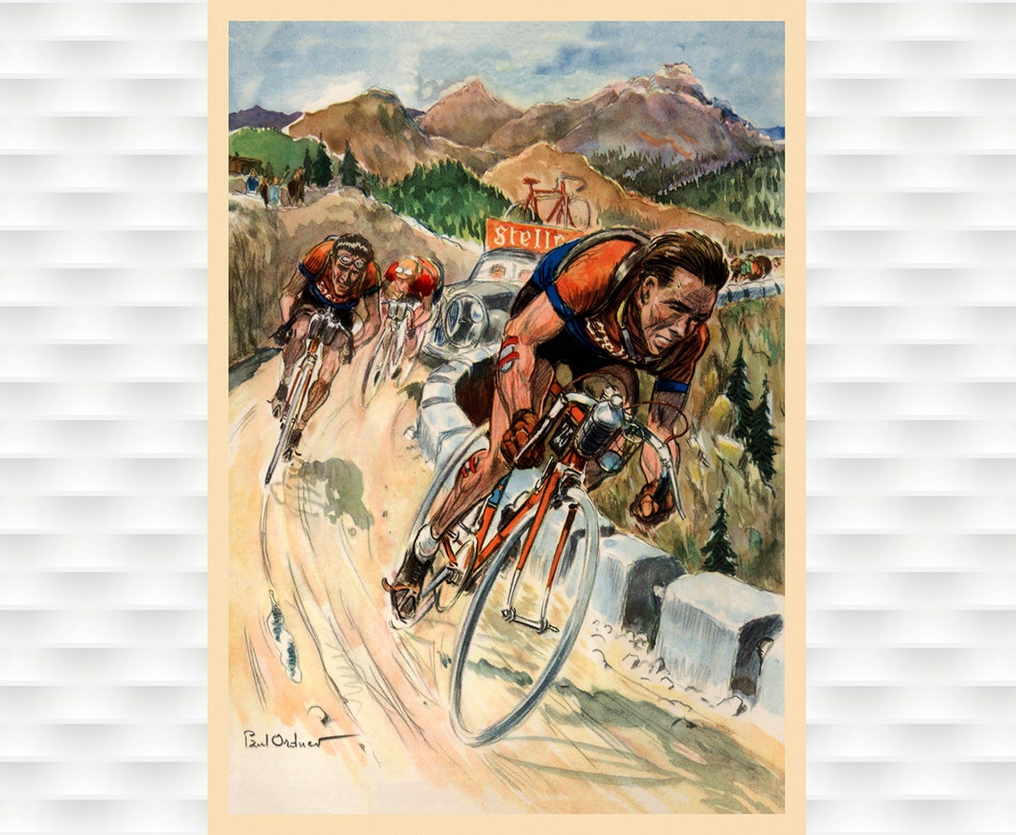 Paul Ordner Mountain Descent Cyclists Tour Race Sports Poster