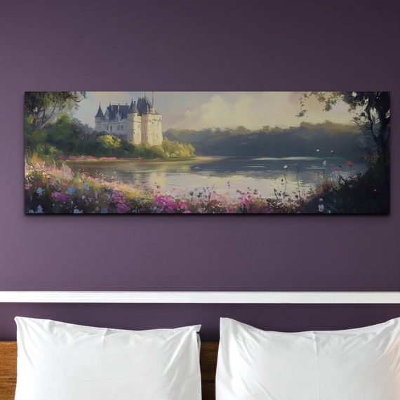 Rustic English Countryside Castle Landscape Tranquil Landscape Art Ready To Hang Panoramic Wall Art Print Large Wall Art