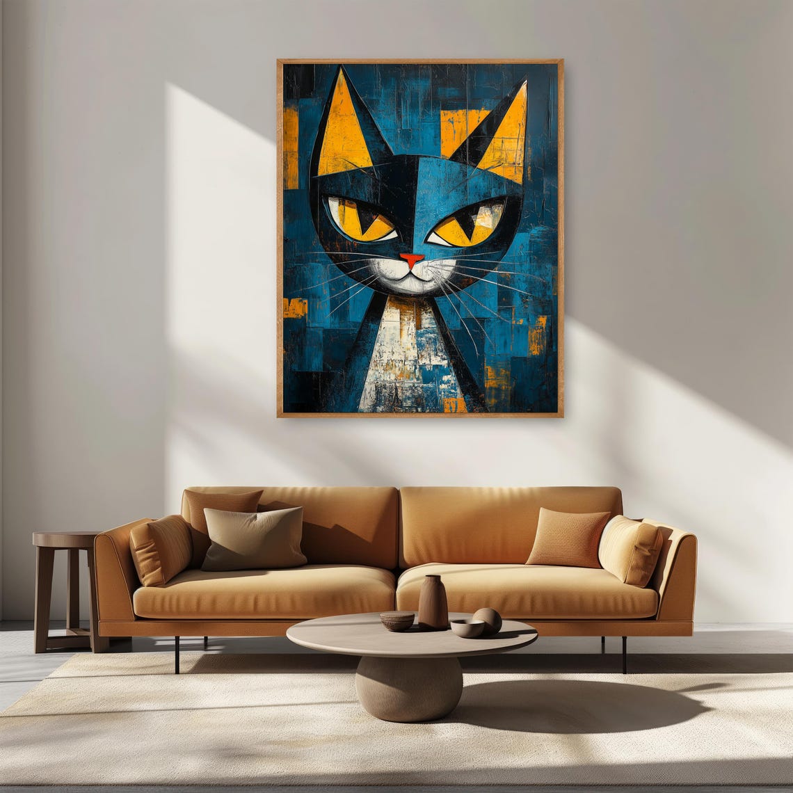 Abstract Cat Portrait Cubist Style Modern Geometric Wall Poster - Image 4
