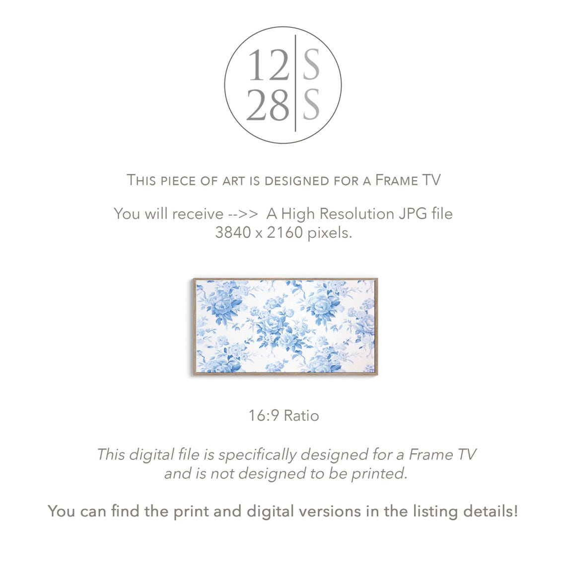 Blue Chinoiserie Pattern, Frame TV Art - Image 2