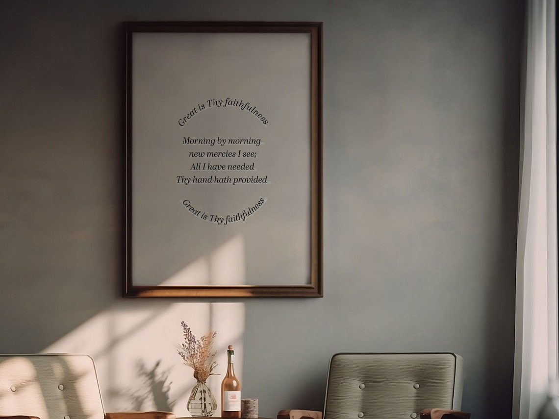 Great Is Thy Faithfulness Hymn Lyric Circular Script Christian Poster - Image 4