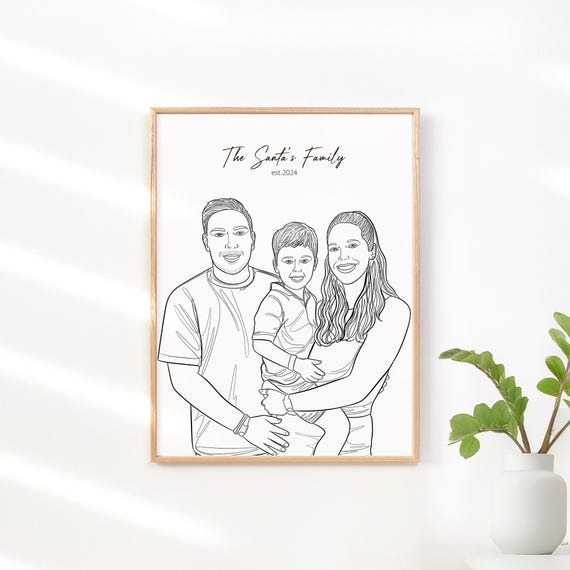 Custom Line Drawing From Photo Birthday Gift For Grandma Custom Family Portrait One Line Art Personalized Gift For Her Mom Gift