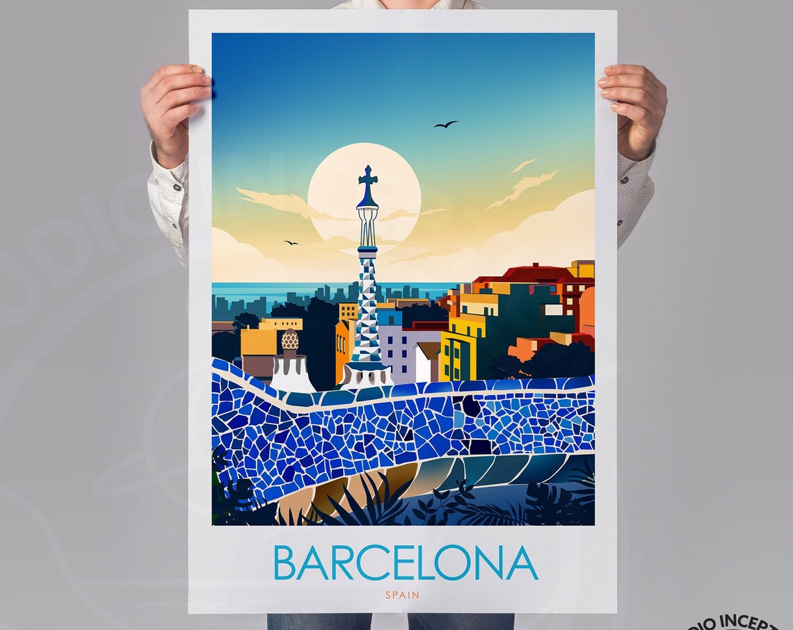 Barcelona Park Guell Spain Travel Poster - Image 2