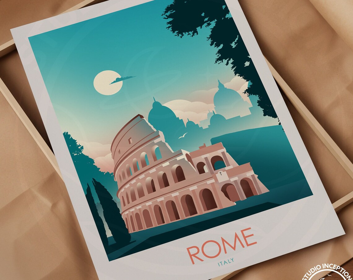 Rome Italy Travel Poster, Colosseum Art Print - Image 2