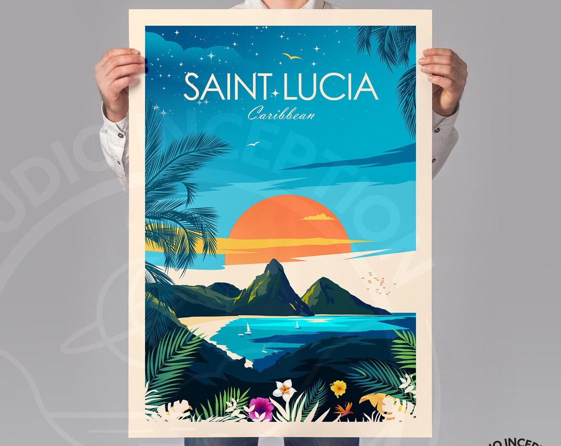 Saint Lucia Travel Poster, Caribbean Destination - Image 3