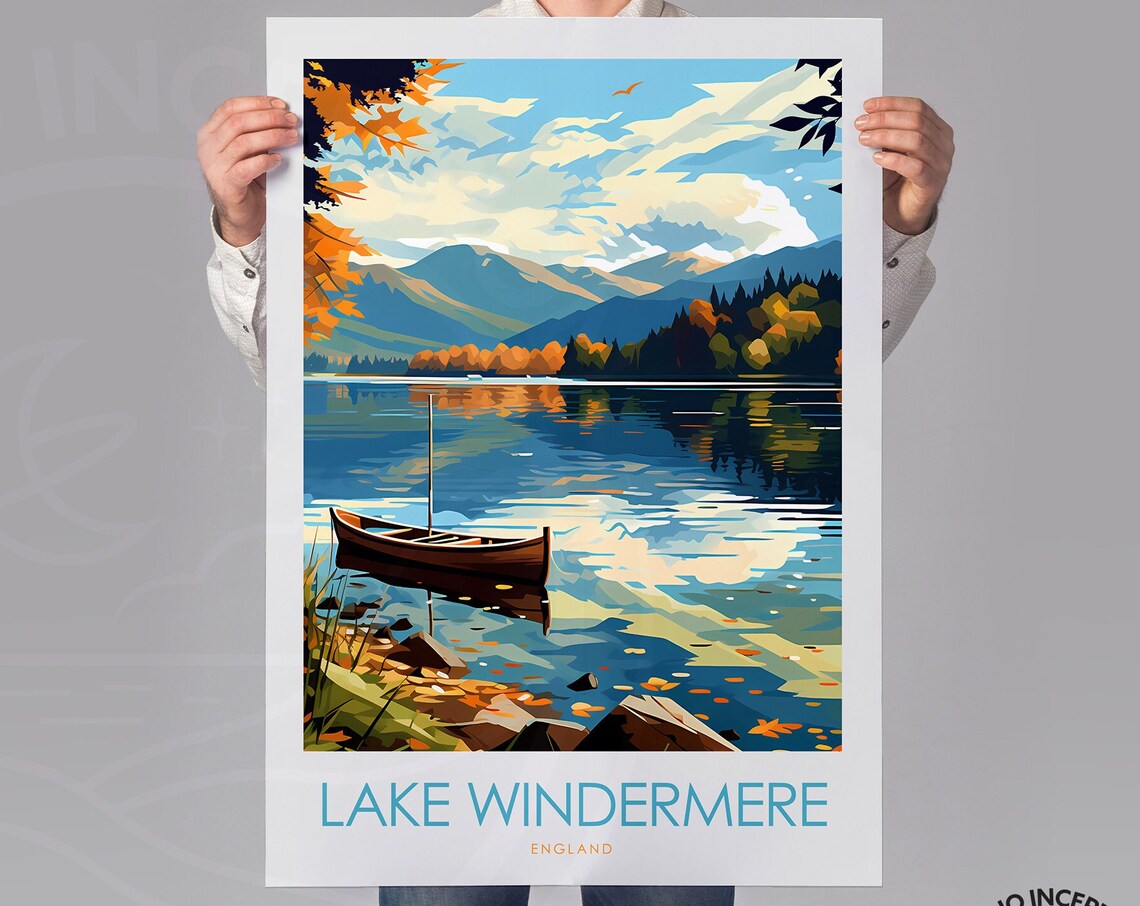 Lake Windermere Minimal Travel Poster, Cumbria - Image 2