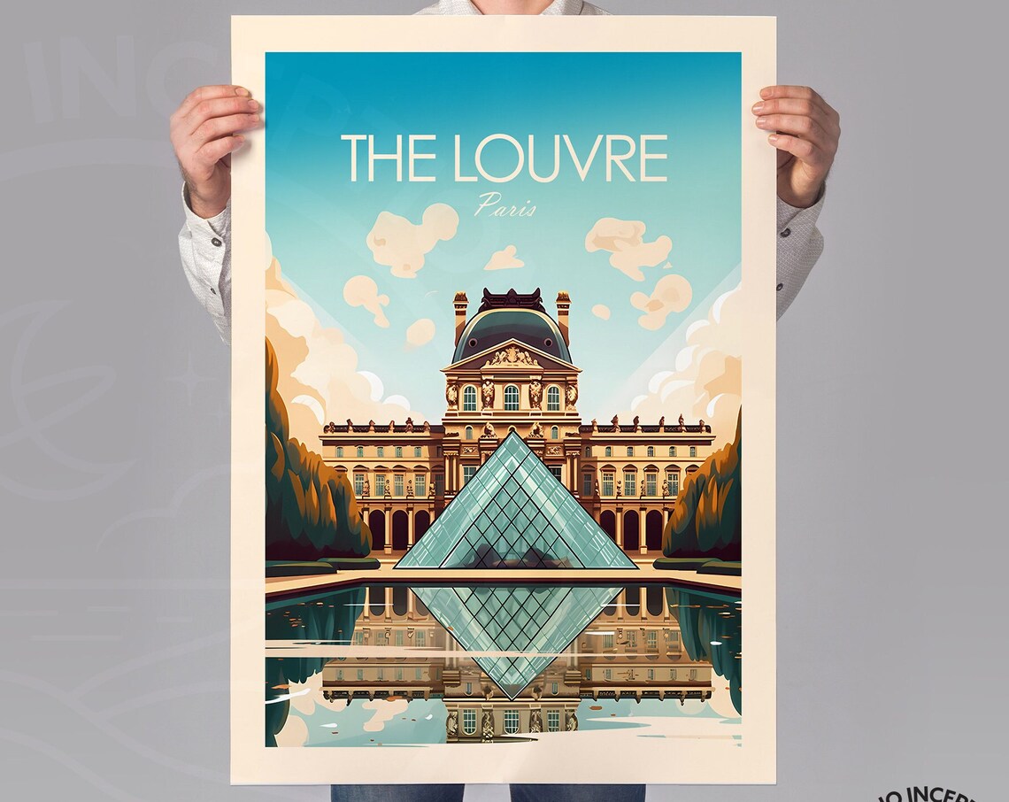 The Louvre Paris Museum Pyramid Palace Classic Style Art Poster - Image 3