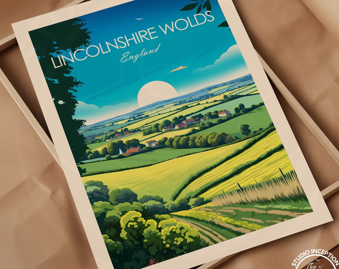 Lincolnshire Wolds England Rolling Hills Farm Countryside Poster - Image 3