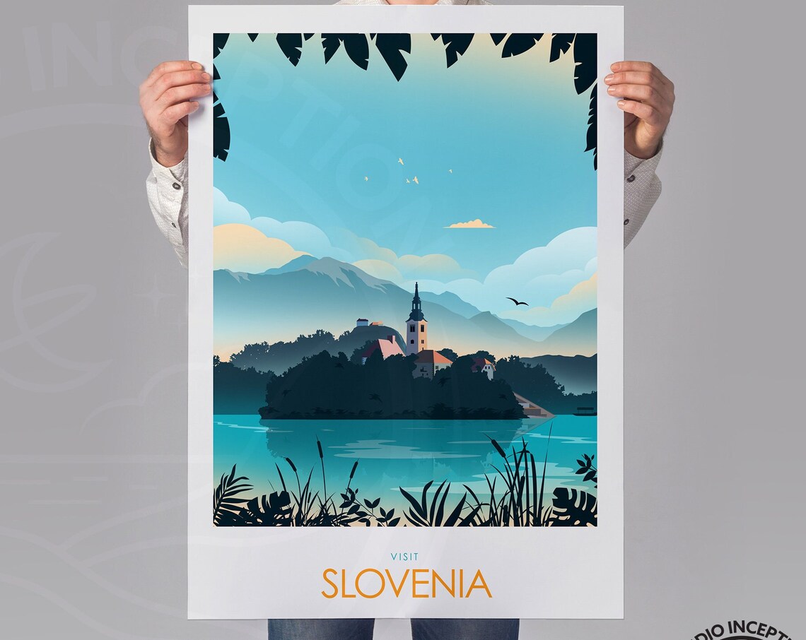 Slovenia Travel Poster, Lake Bled Wall Art Print - Image 2