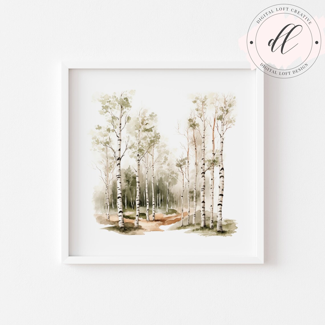 Birch Tree Forest Watercolor Tranquil Woodland Nature Poster - Image 2