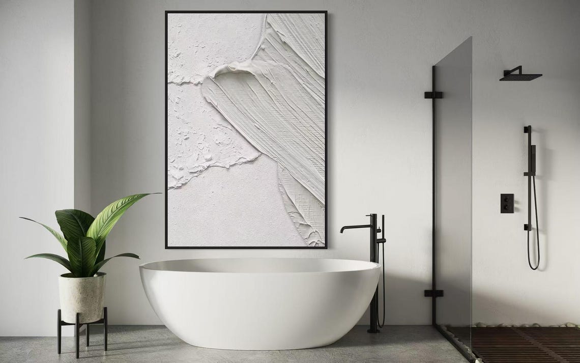 White Raised Curve Sweep Sculptural 3D Texture Minimalist Poster - Image 3