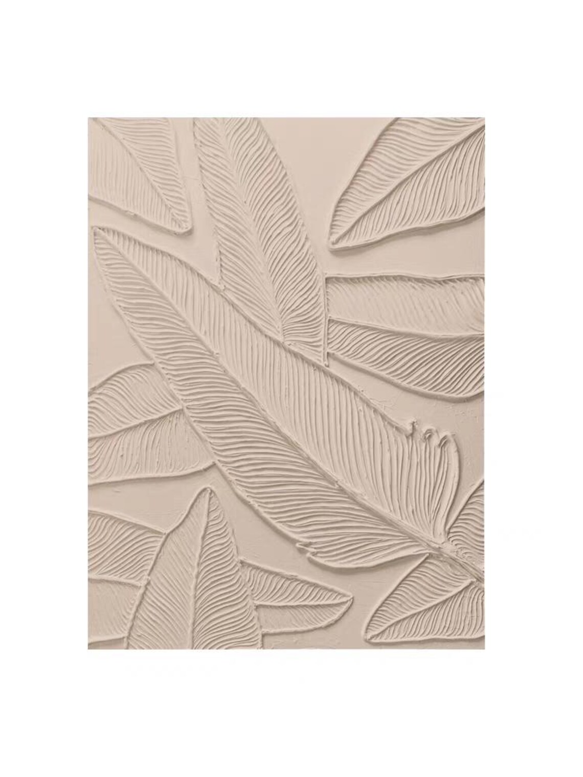 Beige Botanical Leaves Textured Abstract Modern Minimalist Art Poster - Image 2
