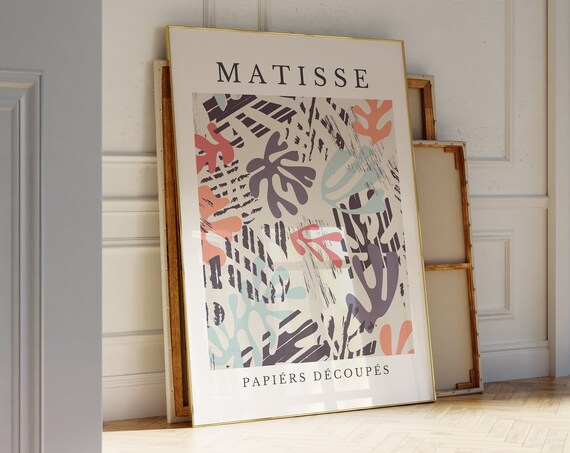 Matisse Papiers Decoupes Black Coral Teal Bold Modern Art Poster