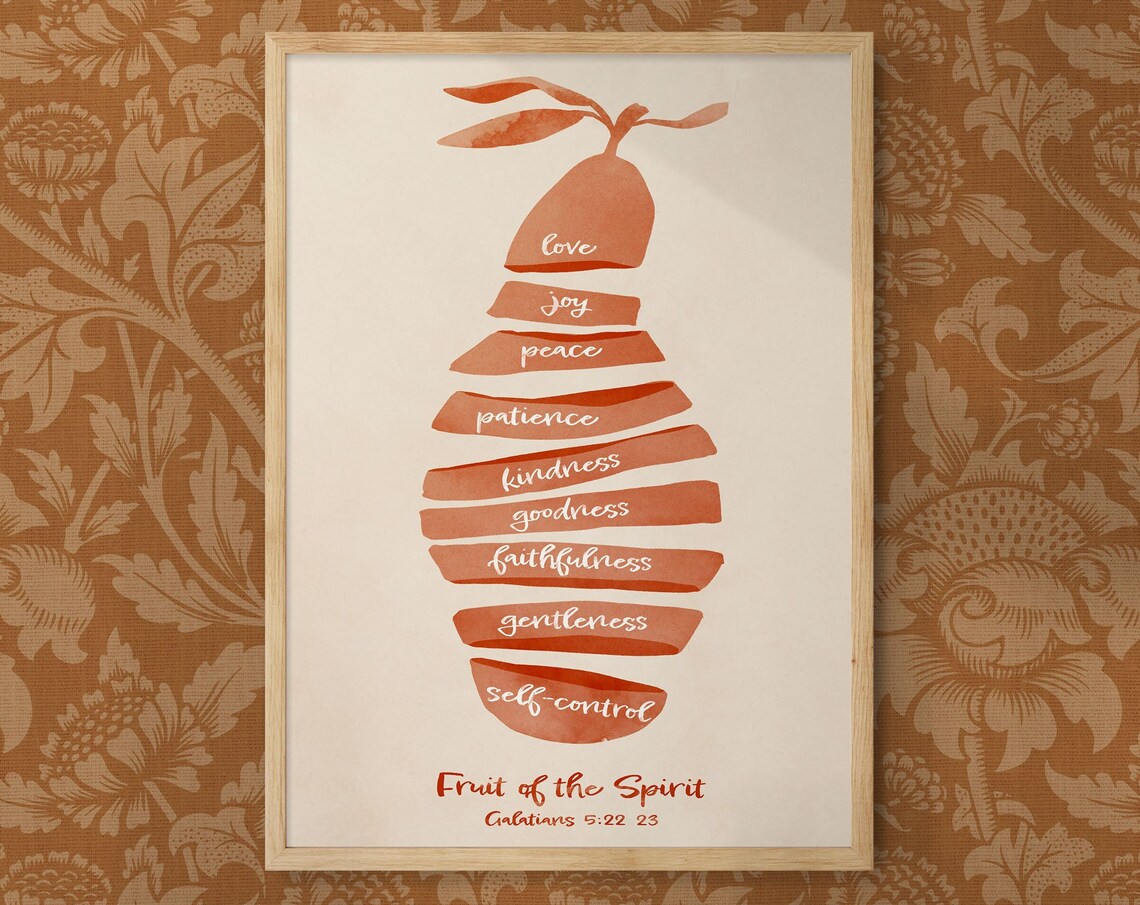 Fruit Of The Spirit Wall Art Fruits Of The Spirit Prints Bible Verse Print Red Galatians 5 22 Bible Art Scripture Art Christ - Image 5
