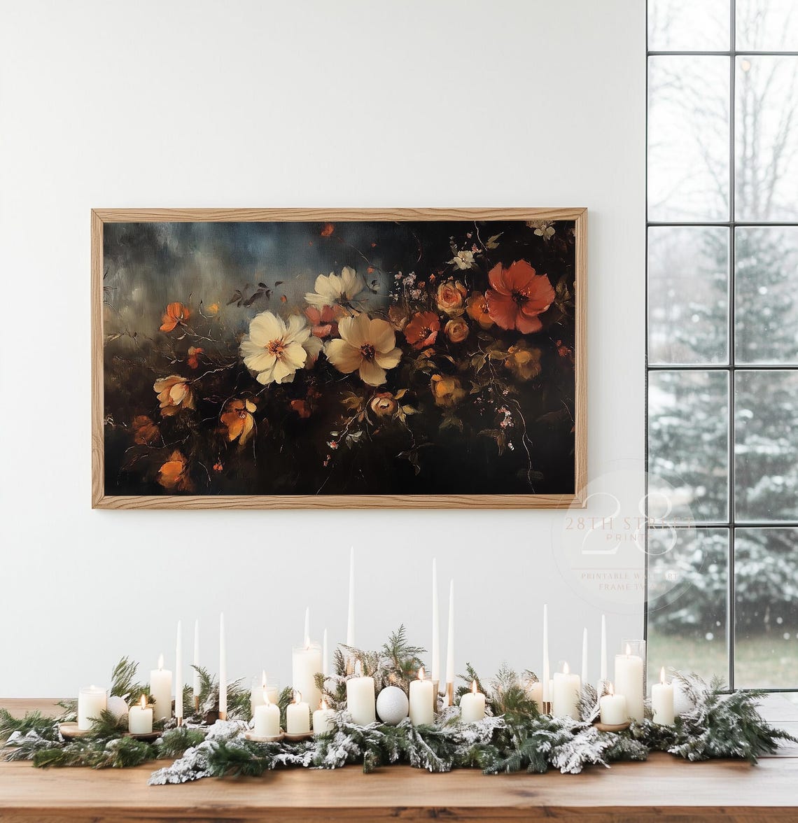 Autumn Wildflowers Dark Moody Background Rust Orange Blooms Poster - Image 3