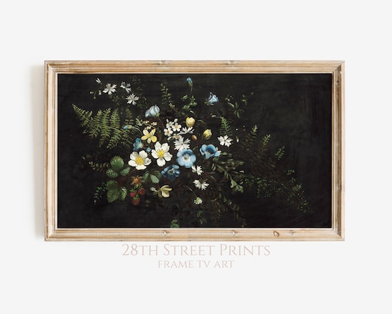 Vintage Moody Frame Tv Art Moody Flowers Frame Tv Dark Floral Frame Tv Art Frame Tv Art Vintage Floral Tv Art