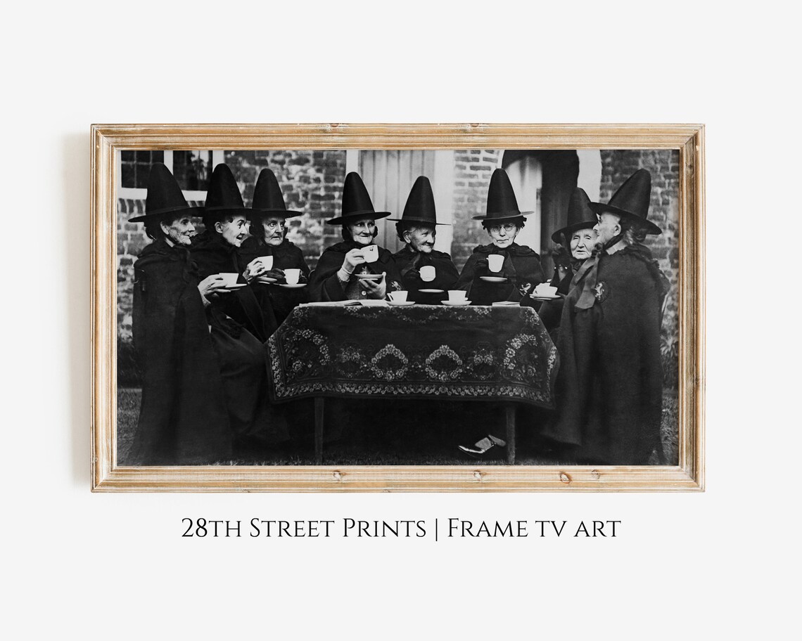 Vintage Halloween Witches Wall Art, Witch Party Poster