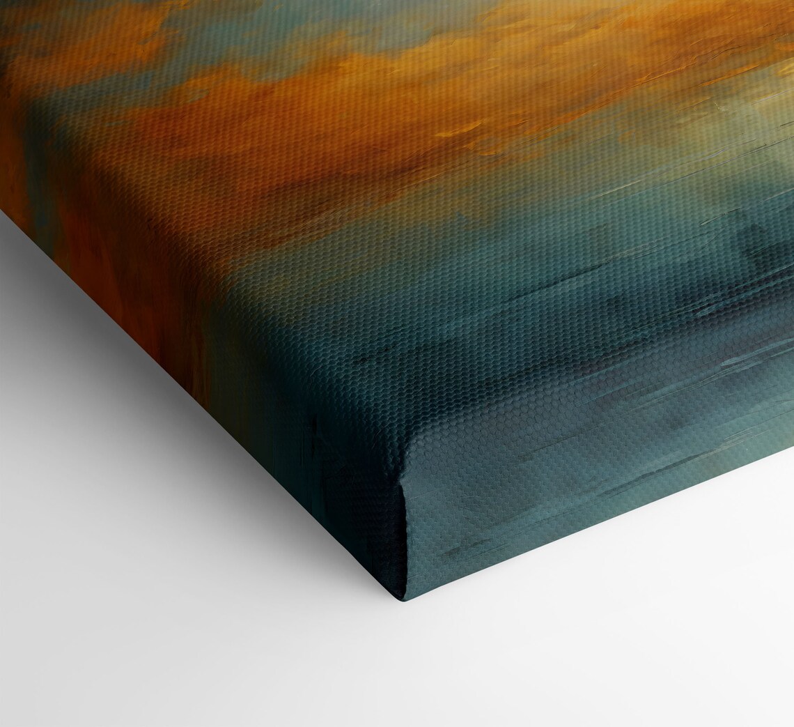 Blue Orange Abstract Sunrise, Modern Art Print - Image 2