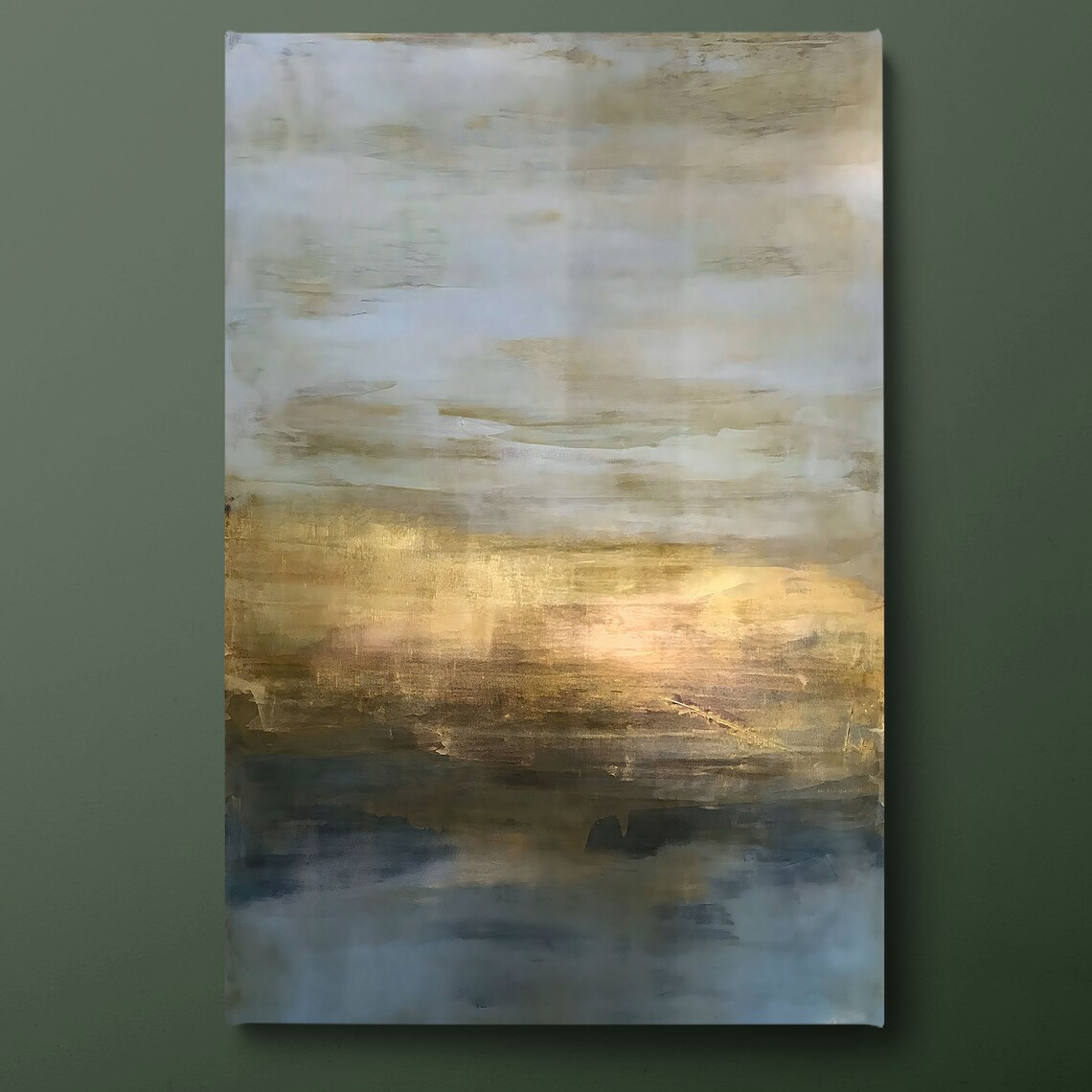 Blue Gold Abstract Art Print, Modern Abstract