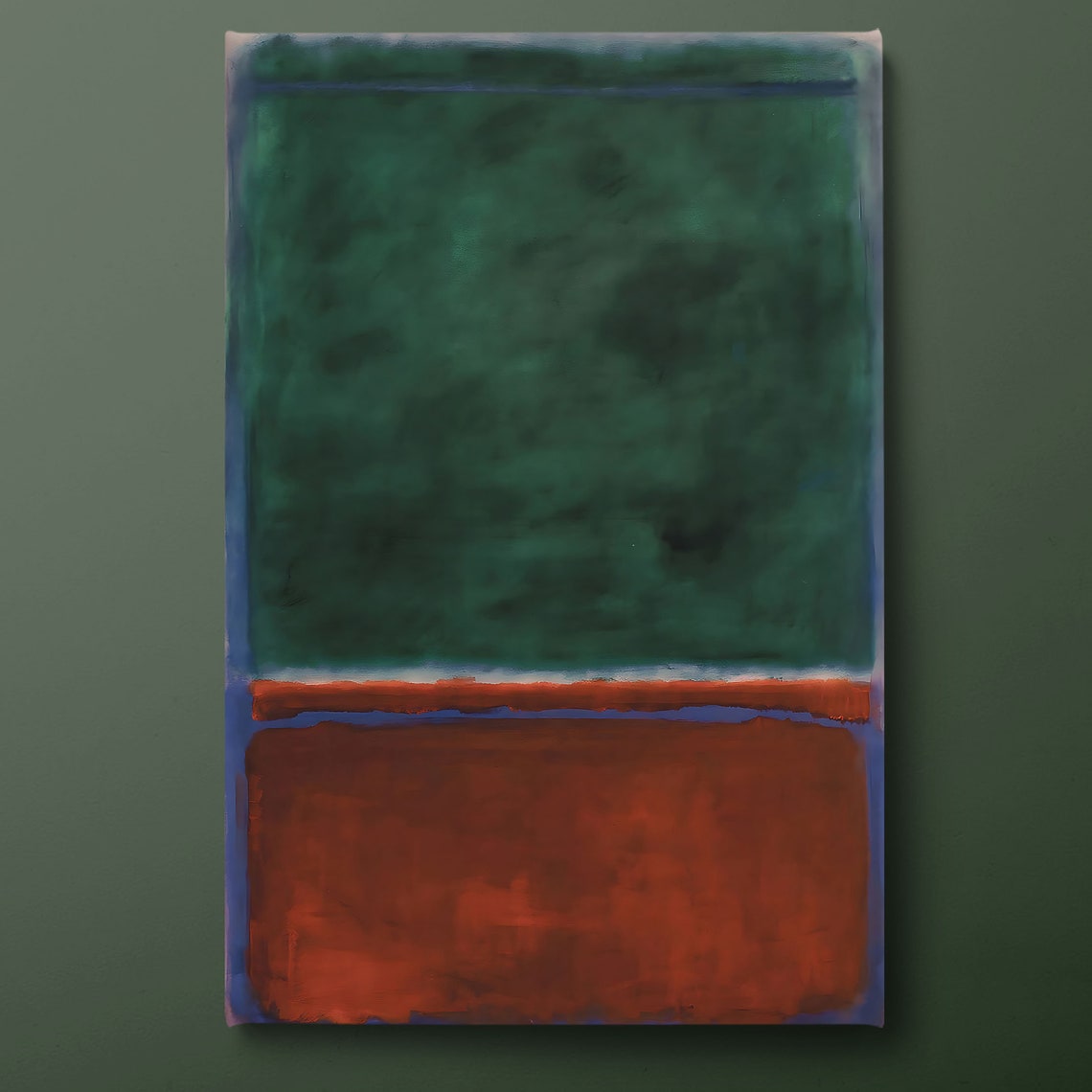 Emerald Green Crimson Red Rothko Style Color Field Modern Art Poster