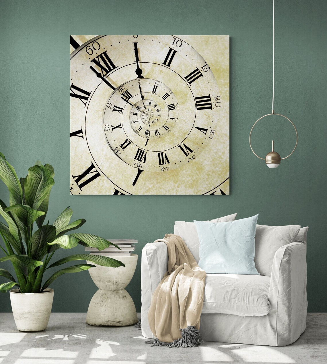 Vintage Roman Numeral Clock Infinite Spiral Droste Effect Art Poster - Image 2