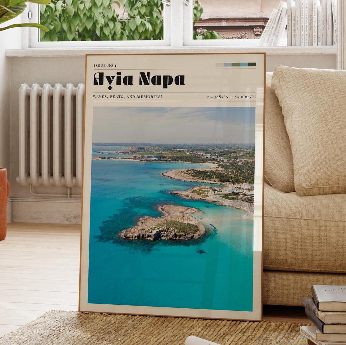 Ayia Napa Cyprus Turquoise Beach Waves And Cliffs Travel Photo Poster
