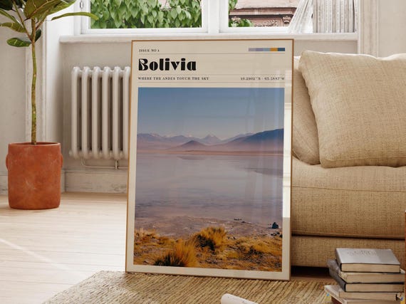 Bolivia Travel Print Mountain Wall Art South America Poster Landscape Gift For Friend Bedroom Kitchen Living Room