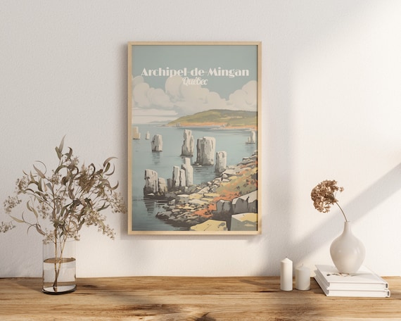 Archipel-de-Mingan Quebec Limestone Sea Stacks Travel Poster