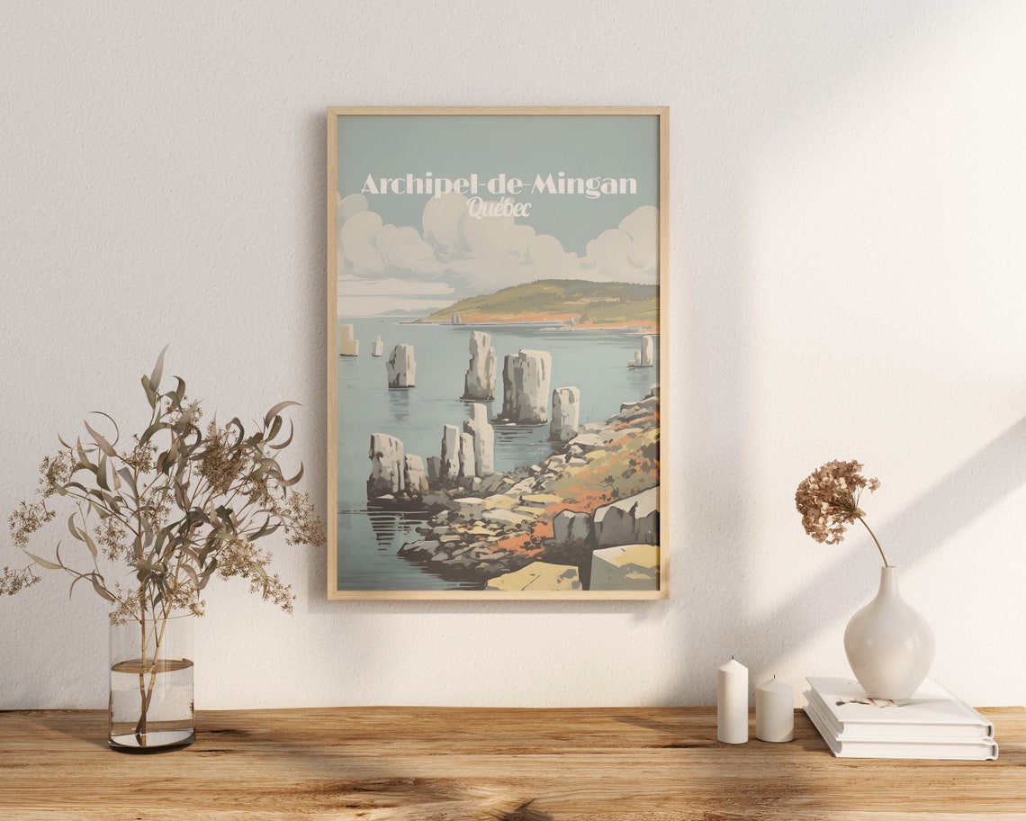 Archipel-de-Mingan Quebec Limestone Sea Stacks Travel Poster