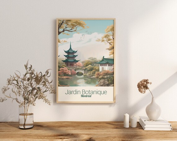 Jardin Botanique Montreal Chinese Pagoda Garden Travel Poster