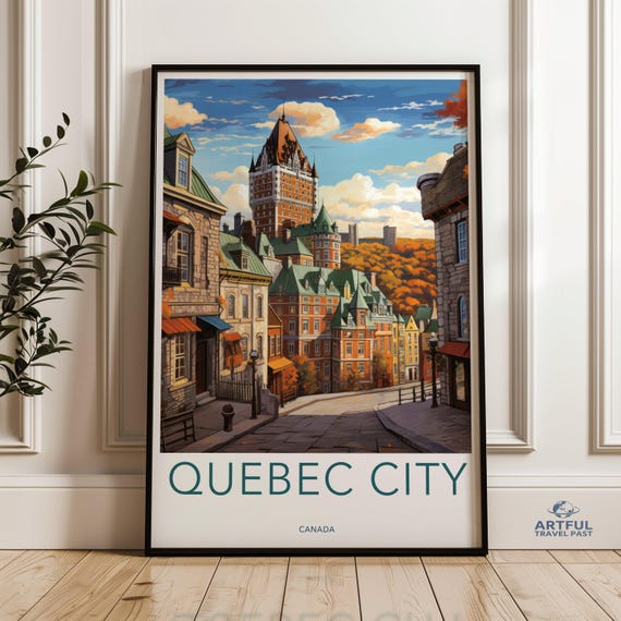 City Wall Art Historic Cityscape Poster Vintage Print Architectural Landmark Canada Travel Home Decor