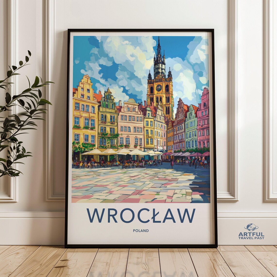 Wroclaw Poland Colorful Old Town Market Square Travel Poster