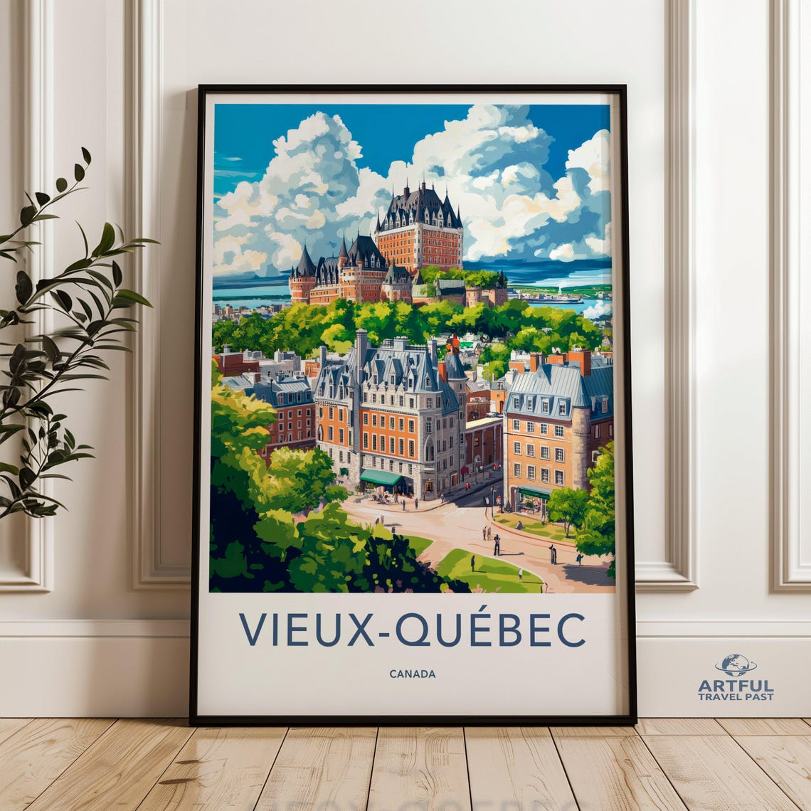 Vieux Quebec Chateau Frontenac Canada Vintage Skyline Poster