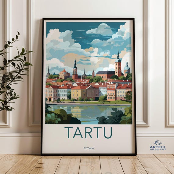 Tartu Cityscape Wall Art Estonia Print Scenic Decor Travel Poster European City Home