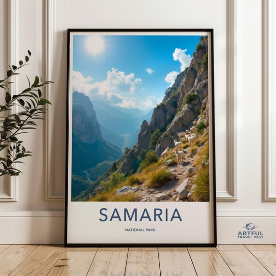 Samaria National Park Greece Mountain Gorge Sunshine Travel Poster