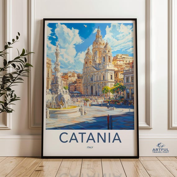 Catania Italy Wall Decor Italian Cityscape Art Europe Travel Print Historic Architecture Mediterranean Scenery