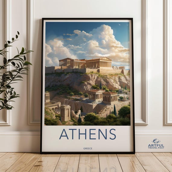 Athens Greece Cityscape Wall Art Historical Landmark Decor Ancient Architecture Poster Greek Culture Print Travel Souvenir